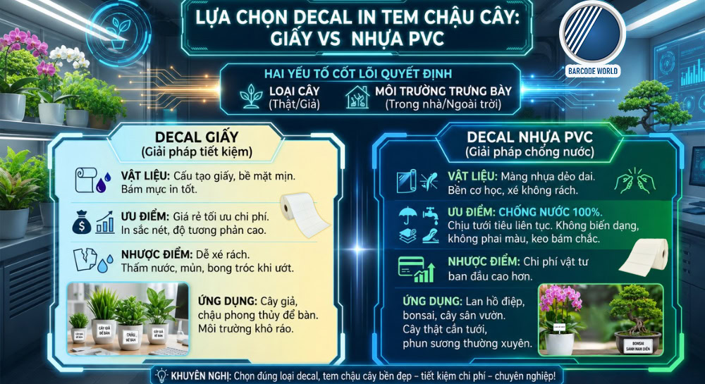 So sánh decal giấy và decal nhựa PVC in tem dán chậu cây So sánh decal giấy và decal nhựa PVC in tem dán chậu cây
