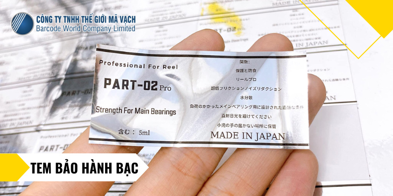 Tem bảo hành bạc từ decal bạc