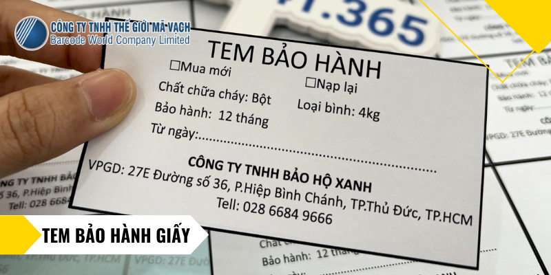 Tem bảo hành giấy từ decal giấy