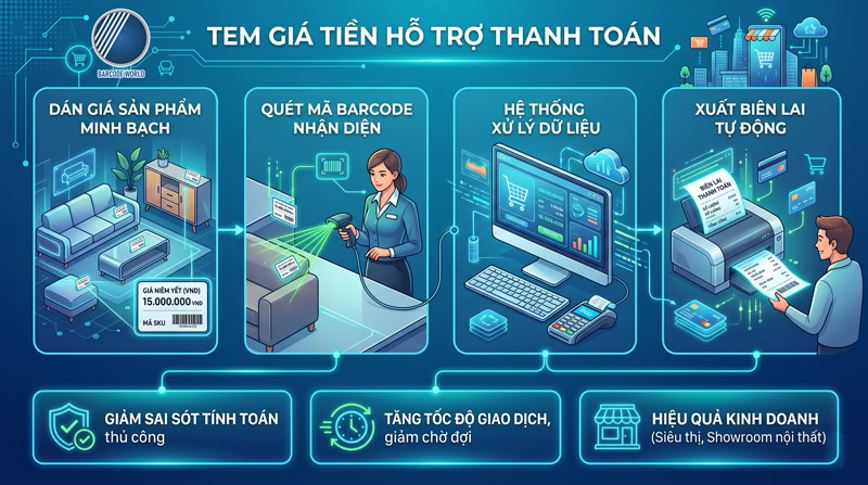 Tem giá hỗ trợ thanh toán đồ gỗ nội thất Tem giá hỗ trợ thanh toán đồ gỗ nội thất