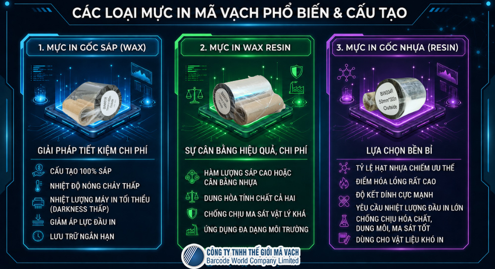 Các loại mực in mã vạch phổ biến hiện nay Các loại mực in mã vạch phổ biến hiện nay