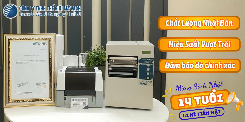Máy in mã vạch RING chất lượng Nhật Bản, hiệu suất vượt trội