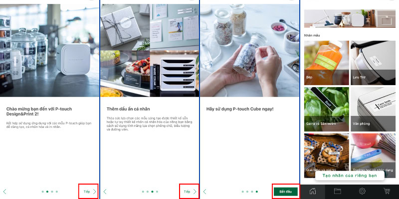 Xem giới thiệu ứng dụng từ hãng và bắt đầu để tạo nhãn với P-touch Design & Print 2