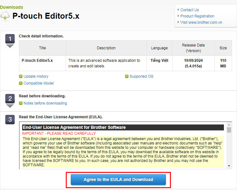 Chọn lệnh Agree to the EULA and Download để tiếp tục
