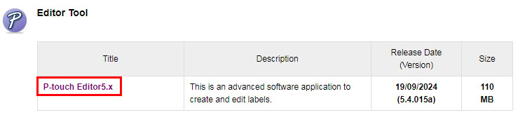 Truy cập link chứa file phần mềm P-Touch Editor