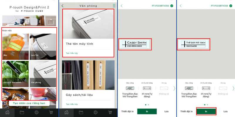 Chọn mẫu có sẵn và bắt đầu chỉnh sửa tại P-touch Design & Print 2