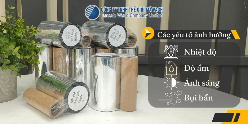 Yếu tố ảnh hưởng đến chất lượng mực in mã vạch gồm nhiệt độ, độ ẩm, ánh sáng và bụi bẩn