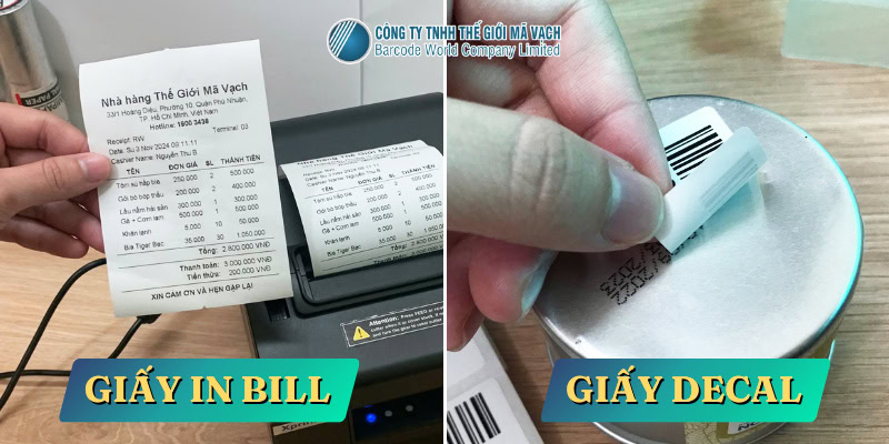 Giấy in bill nhiệt và giấy decal khác nhau