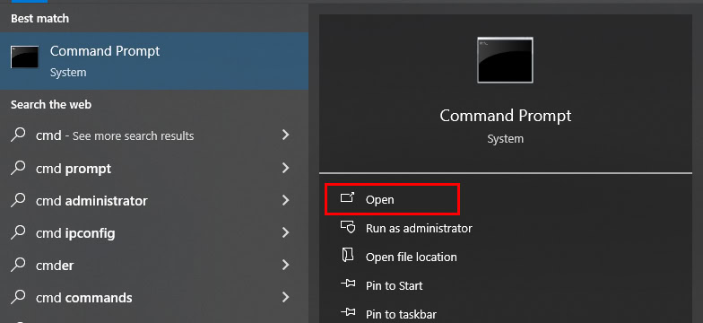 Mở cửa sổ Command Prompt