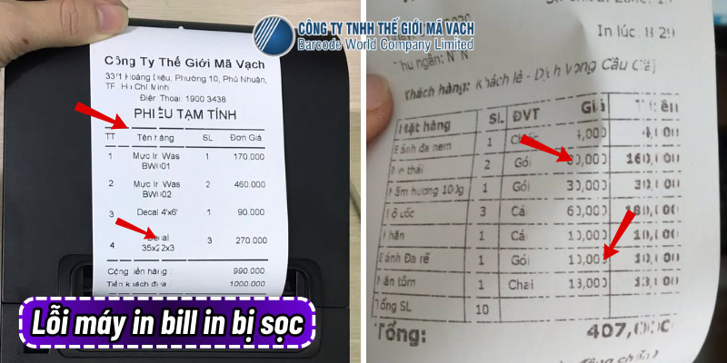 Lỗi máy in bill in bị sọc gây mất nét, mất thông tin in