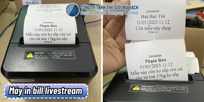 Máy in bill chốt đơn livestream