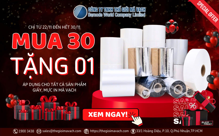 Mua 30 tặng 1 cho giấy và mực in mã vạch tối ưu chi phí (pop up)