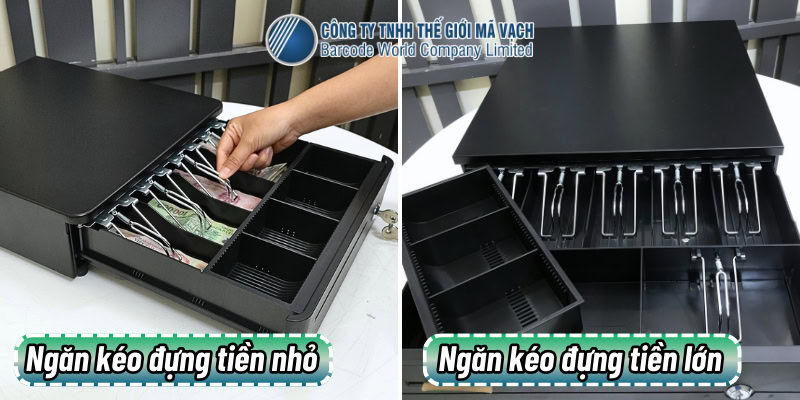 So sánh chi tiết ngăn kéo đựng tiền thu ngân loại nhỏ và lớn