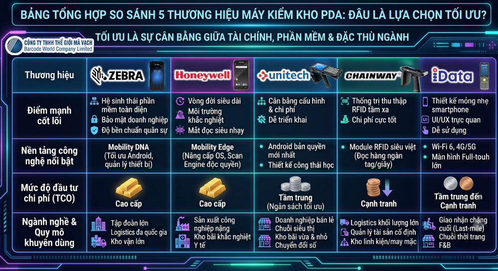 Tổng hợp so sánh thương hiệu máy kiểm kho Tổng hợp so sánh thương hiệu máy kiểm kho