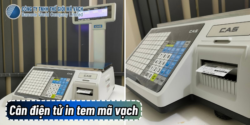 Cân điện tử in tem mã vạch được tích hợp sẵn đầu in tem