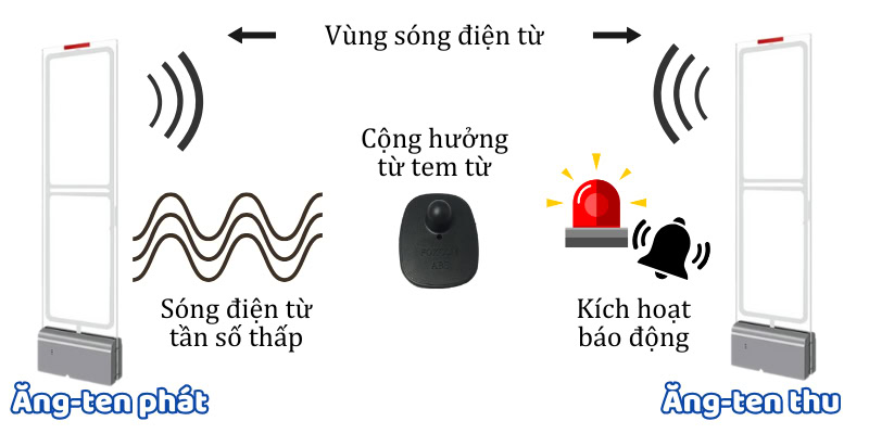 Nguyên lý hoạt động cổng từ AM dựa trên sóng điện từ tần số thấp