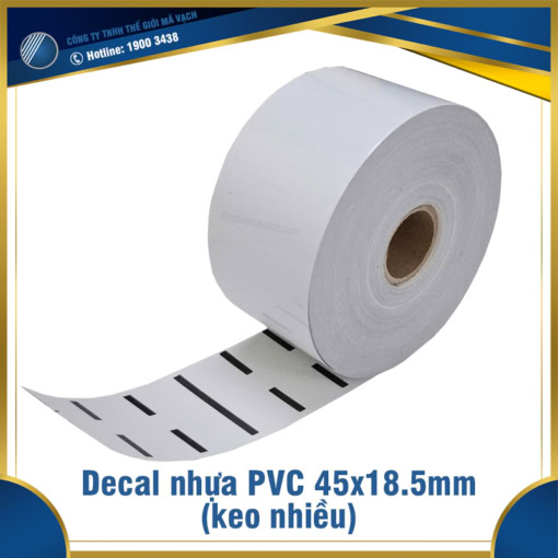 Decal nhựa PVC 45x18.5mm keo nhiều đi điểm đen