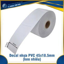 Decal nhựa PVC 45x18.5mm keo nhiều