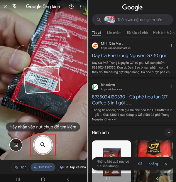 Google Lens phân tích và trả về kết quả tìm kiếm tương ứng trên Google