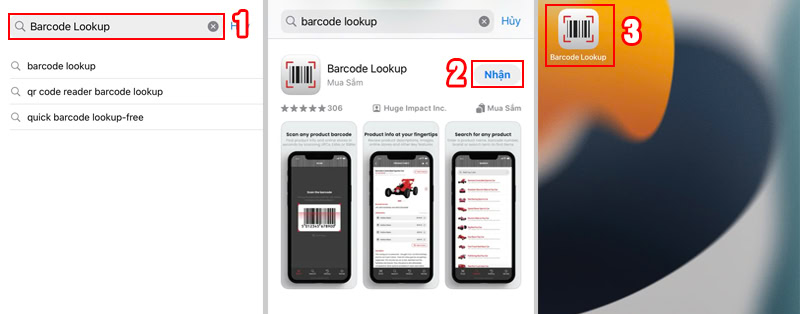 Tải và khởi động ứng dụng "Barcode Lookup"