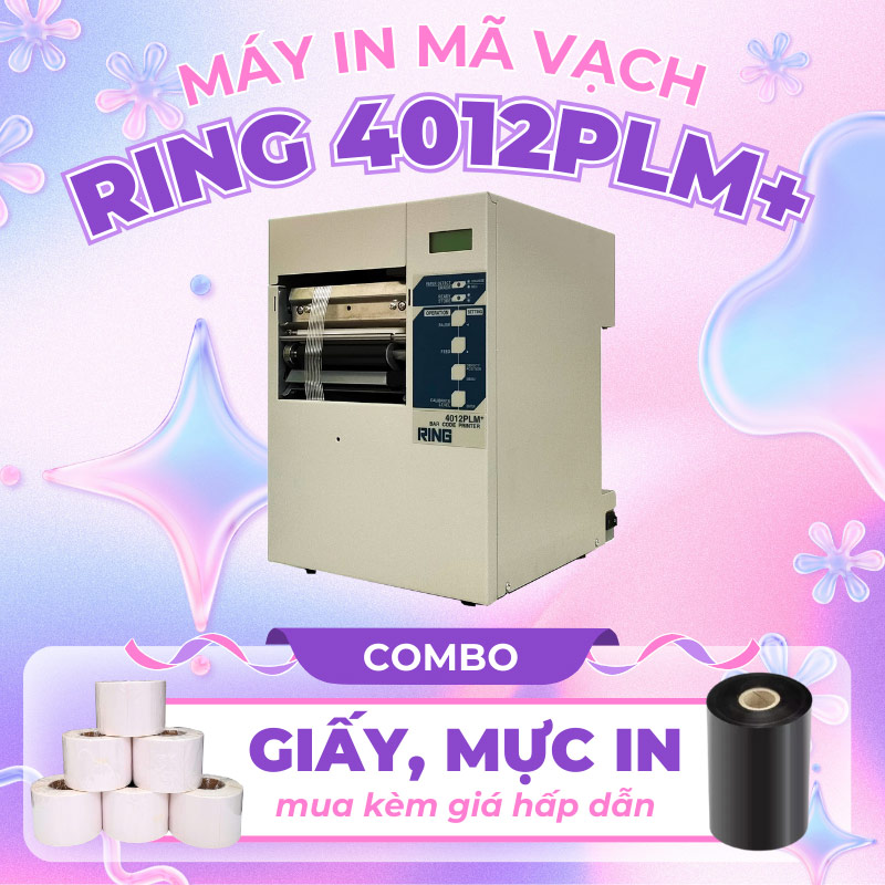 Máy in tem RING 4012PLM+ và Combo giấy, mực in giá tốt