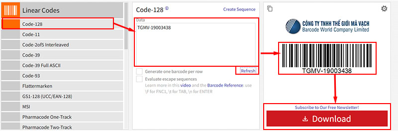 Tạo mã vạch Online bằng Barcode Genertor