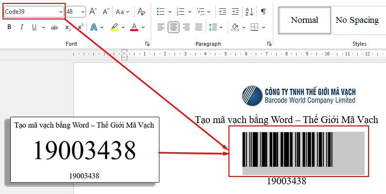 Tạo mã vạch bằng Word