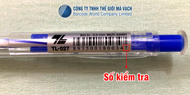 Tính số kiểm tra mã vạch EAN-13 bút bi xanh Thiên Long