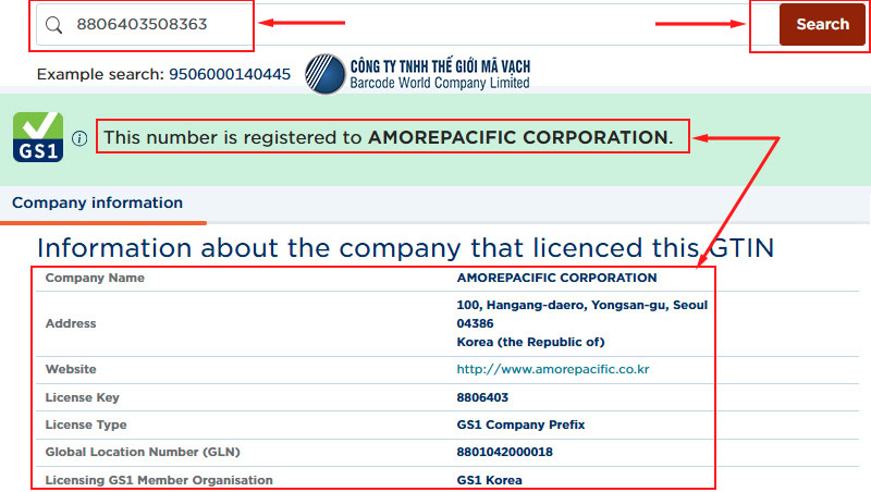 Check mã vạch hàng Hàn Quốc qua trực tuyến qua website của GS1