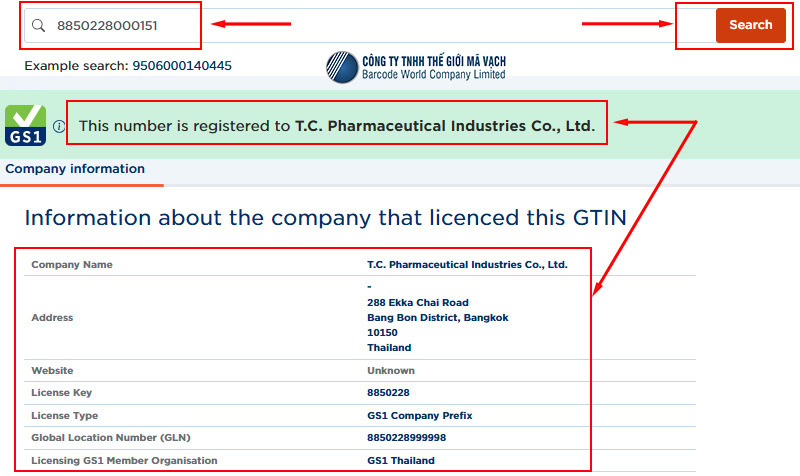 Check mã vạch hàng Thái Lan qua trực tuyến qua website của GS1