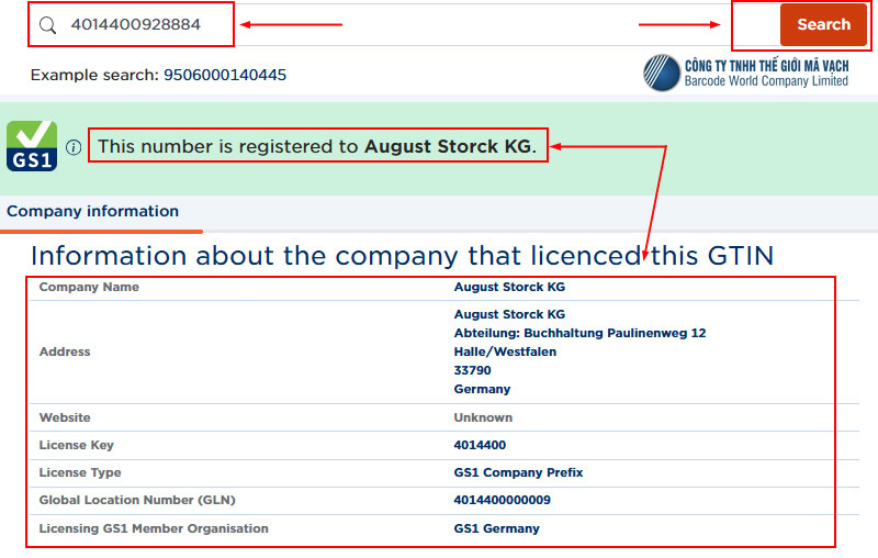 Kiểm tra trực tuyến mã vạch Đức qua website GS1