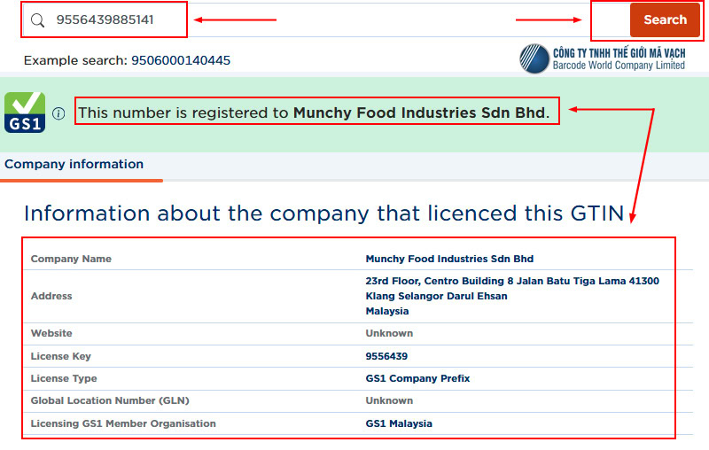 Kiểm tra trực tuyến mã vạch Malaysia qua Website GS1