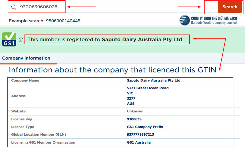 Kiểm tra trực tuyến mã vạch Úc (Australia) qua website GS1