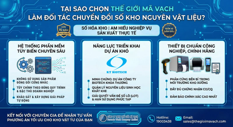 Thế Giới Mã Vạch đối tác chuyển đổi số kho nguyên vật liệu bằng mã vạch Thế Giới Mã Vạch đối tác chuyển đổi số kho nguyên vật liệu bằng mã vạch