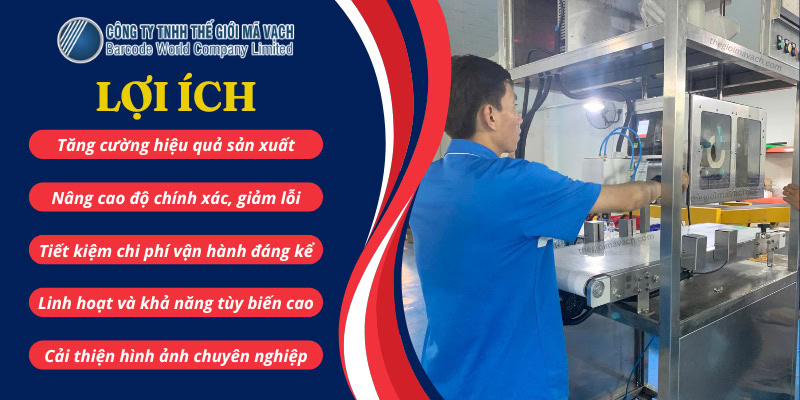 Doanh nghiệp cần máy in, dán tem nhãn tự động cho băng chuyền