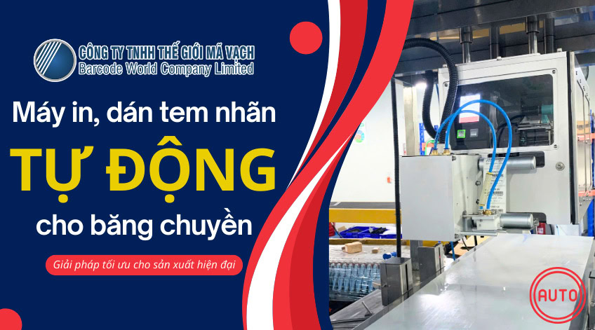 Máy in, dán tem nhãn tự động cho băng chuyền