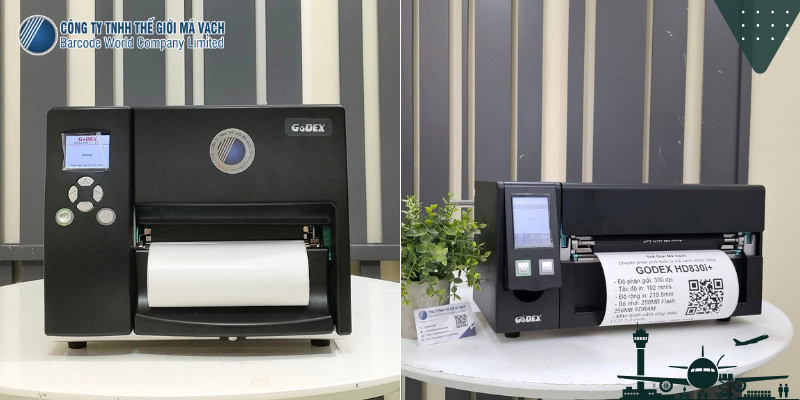 2 model máy in mã vạch công nghiệp đầu in 6 inch, 8 inch cho xí nghiệp lớn