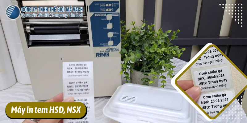 Máy in tem HSD, NXS cho mô hình F&B sản xuất thực phẩm