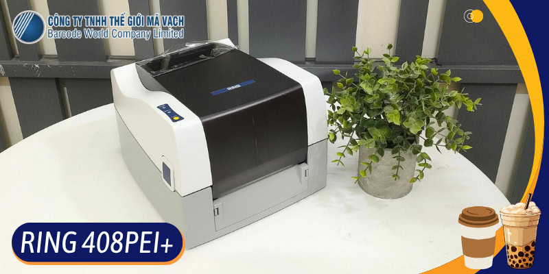 Máy in tem trà sữa RING 408PEI+