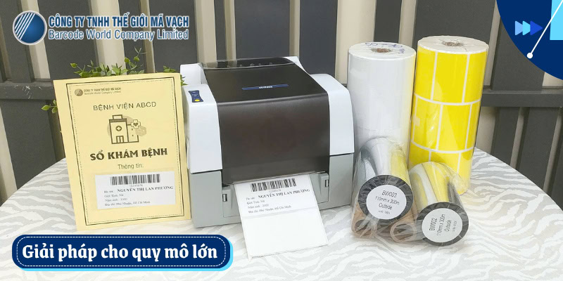 Máy in tem dán sổ khám bệnh cho đơn vị quy mô lớn