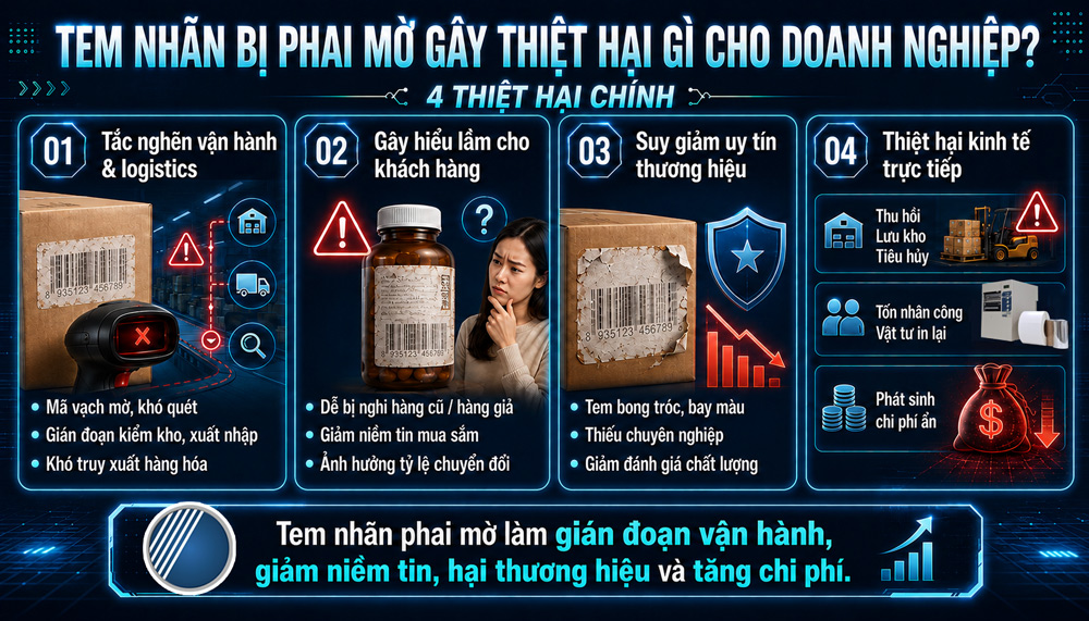 4 Thiệt hại khi tem nhãn bị phai mờ, bay màu 4 Thiệt hại khi tem nhãn bị phai mờ, bay màu