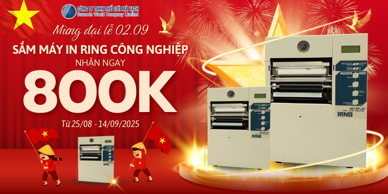 Đại lễ 02/09: Mua máy in RING công nghiệp tặng 800K tiền mặt