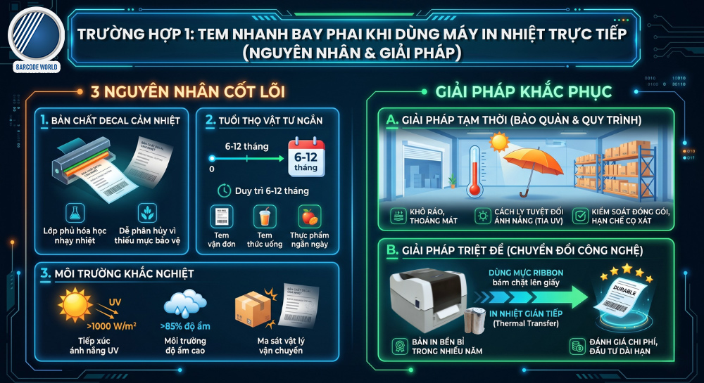 Nguyên nhân, giải pháp tem in nhiệt trực tiếp bị phai màu Nguyên nhân, giải pháp tem in nhiệt trực tiếp bị phai màu