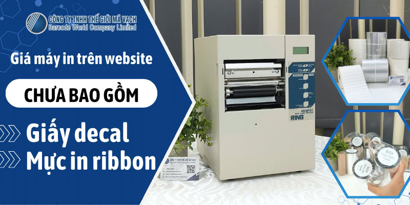 Giá máy in trên website chưa bao gồm vật tư in lần đầu