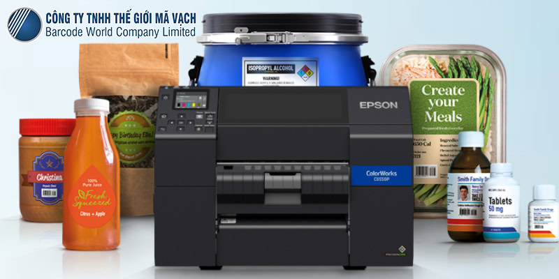 Máy in tem nhãn màu Epson C6550P lột nhãn tự động khổ 8 inch lý tưởng cho nhiều lĩnh vực