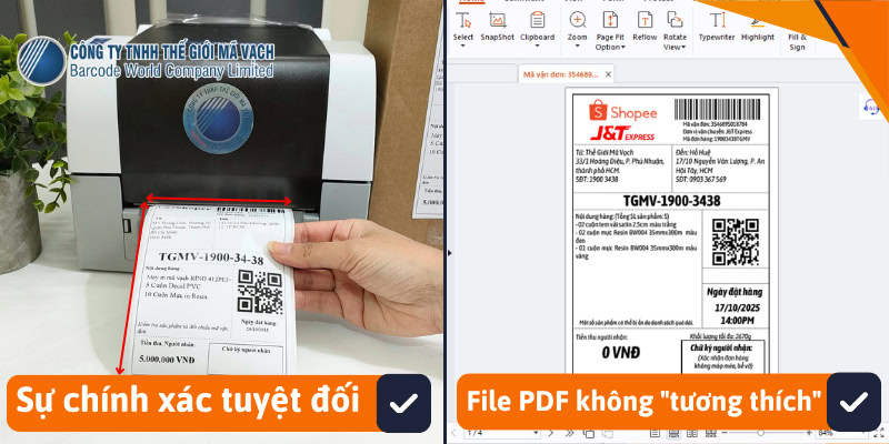 2 vấn đề chính khiến in tem từ file PDF trở nên khó khăn