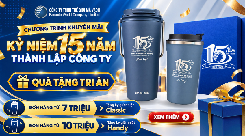 Kỷ niệm 15 năm Thế Giới Mã Vạch tặng ly giữ nhiệt cao cấp