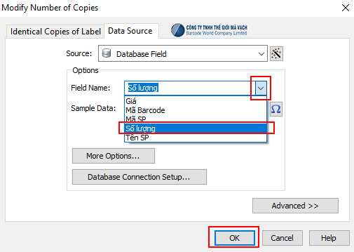 Liên kết dữ liệu với trường dữ liệu số lượng trong Excel
