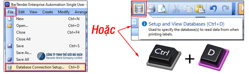 3 cách mở trình hướng dẫn Database Connection Setup