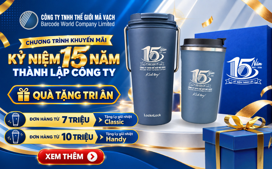 Popup Kỷ niệm 15 năm Thế Giới Mã Vạch tặng ly giữ nhiệt cao cấp